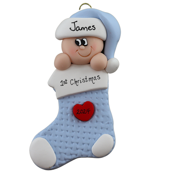 Baby Stocking Ornament - Blue