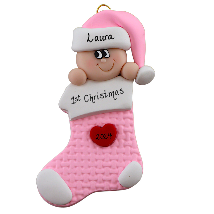 Baby Stocking Ornament - Pink