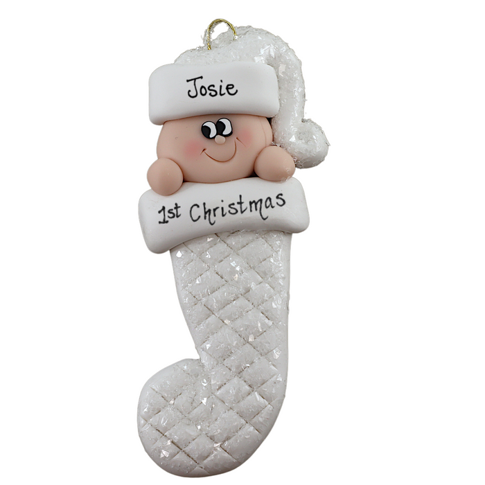 Baby Stocking Ornament - White