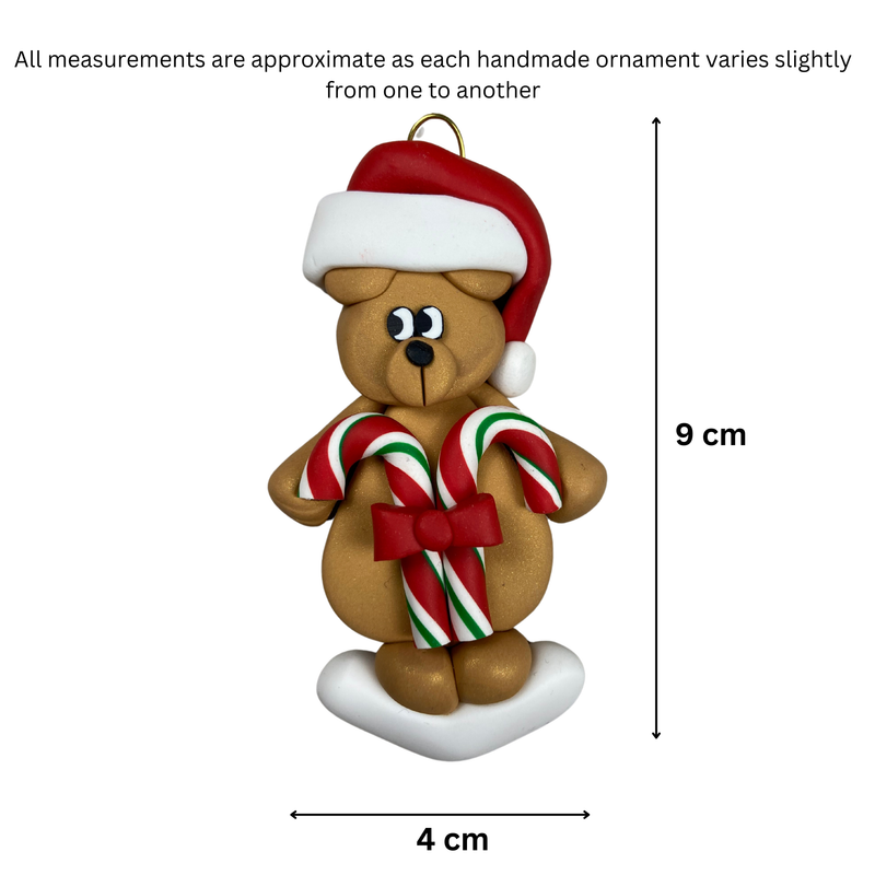Bear with Candy Canes Christmas Ornament