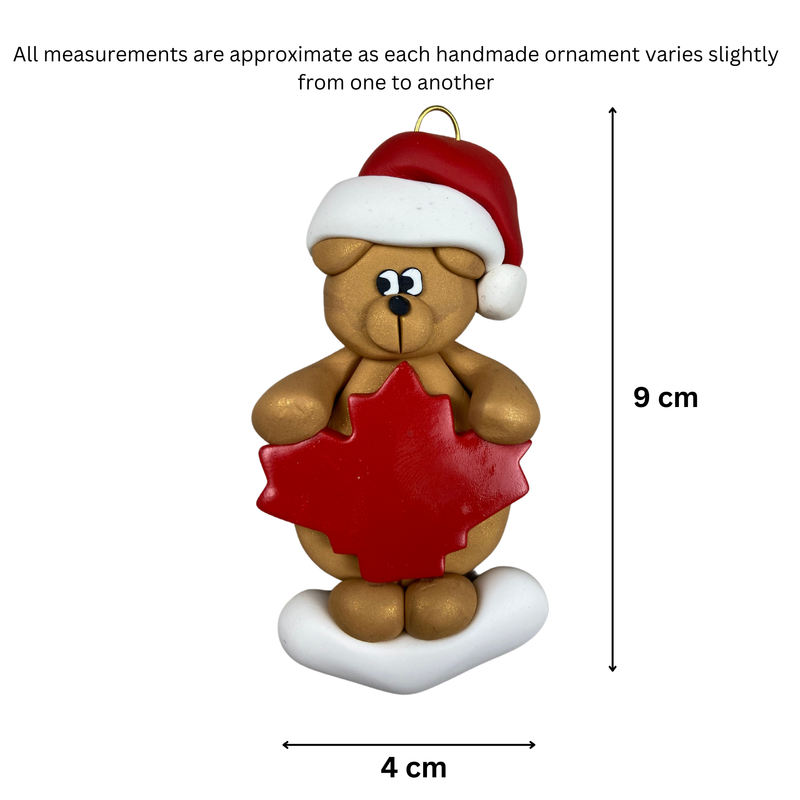 Bear with Maple Leaf Christmas Ornament