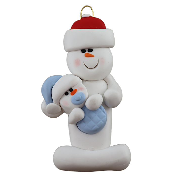 Blue Baby Family of 2 Christmas Ornament