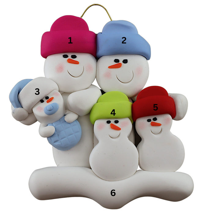 Blue Baby Family of 5 Christmas Ornament