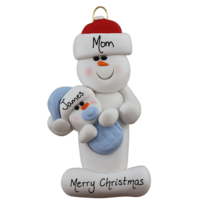 Blue Baby Family of 2 Christmas Ornament