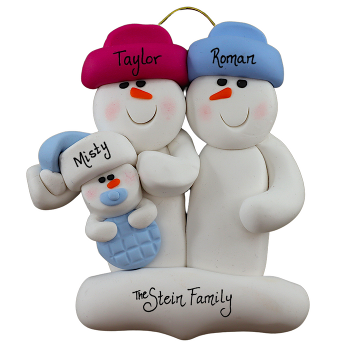 Blue Baby Family of 3 Ornament