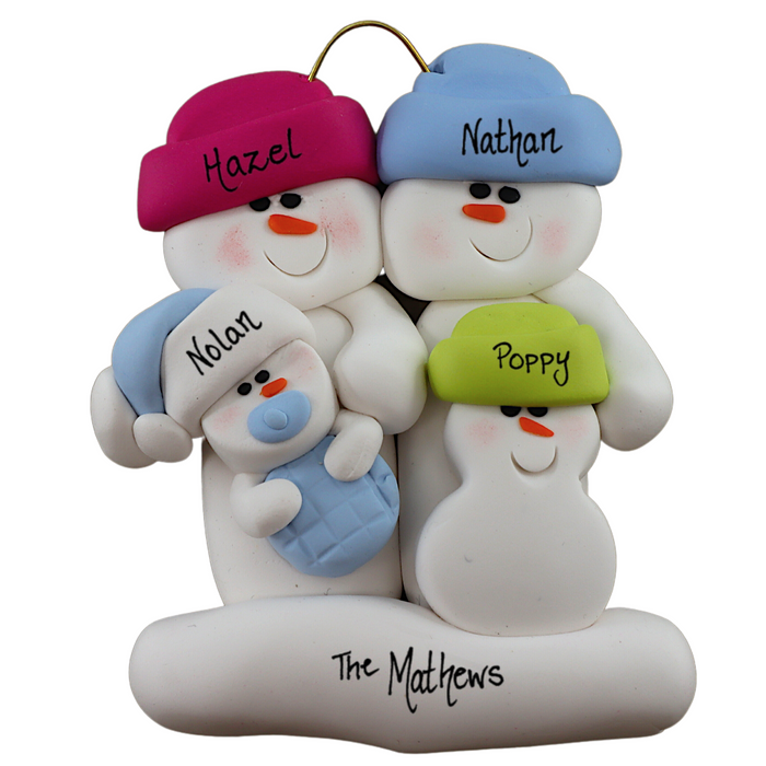 Blue Baby Family of 4 Ornament