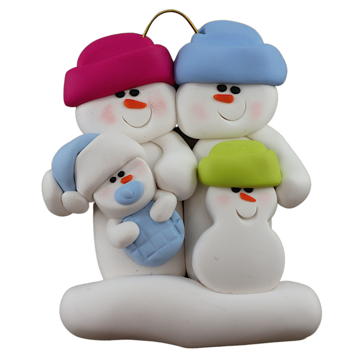 Blue Baby Family of 4 Christmas Ornament