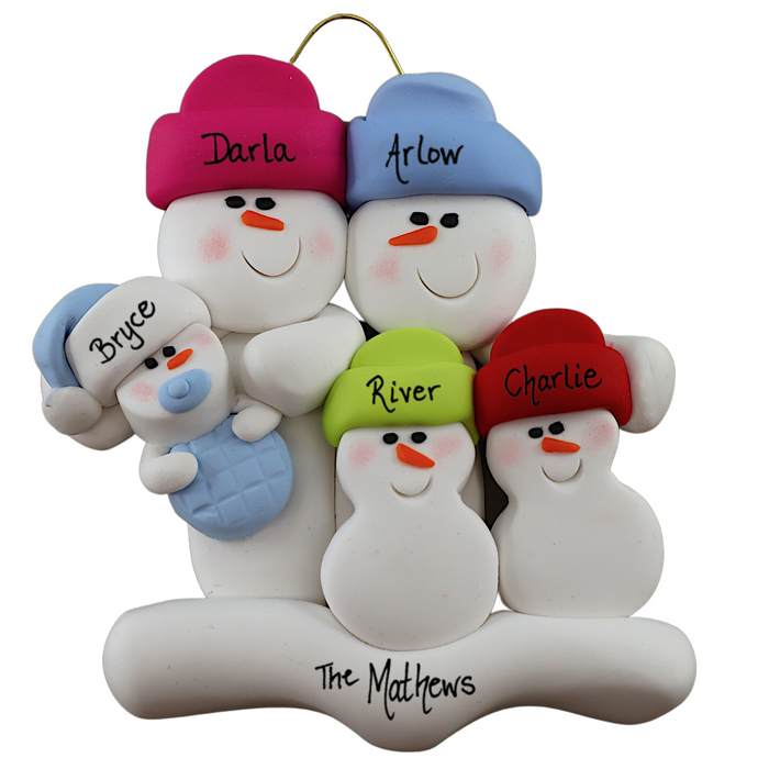 Blue Baby Family of 5 Ornament