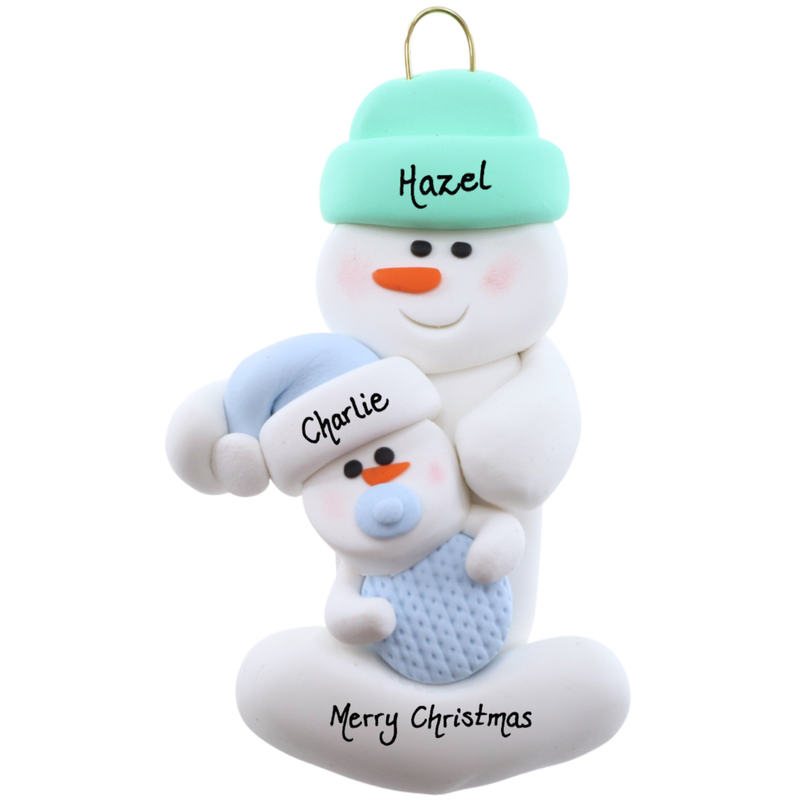 Blue Baby Family of 2 Christmas Ornament (new colors)