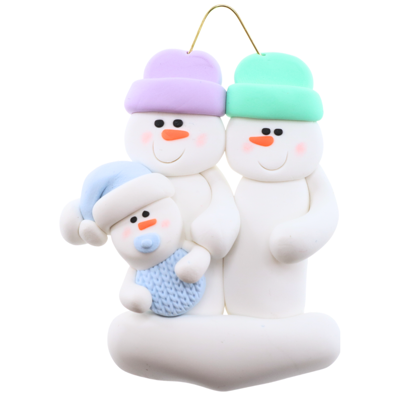 Blue Baby Family of 3 Christmas Ornament (new colors)