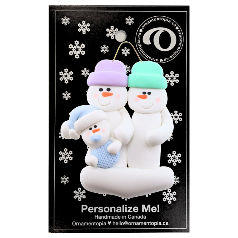 Blue Baby Family of 3 Christmas Ornament (new colors)
