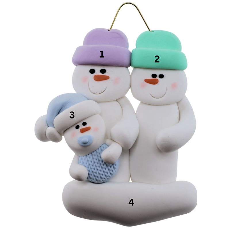 Blue Baby Family of 3 Christmas Ornament (new colors)