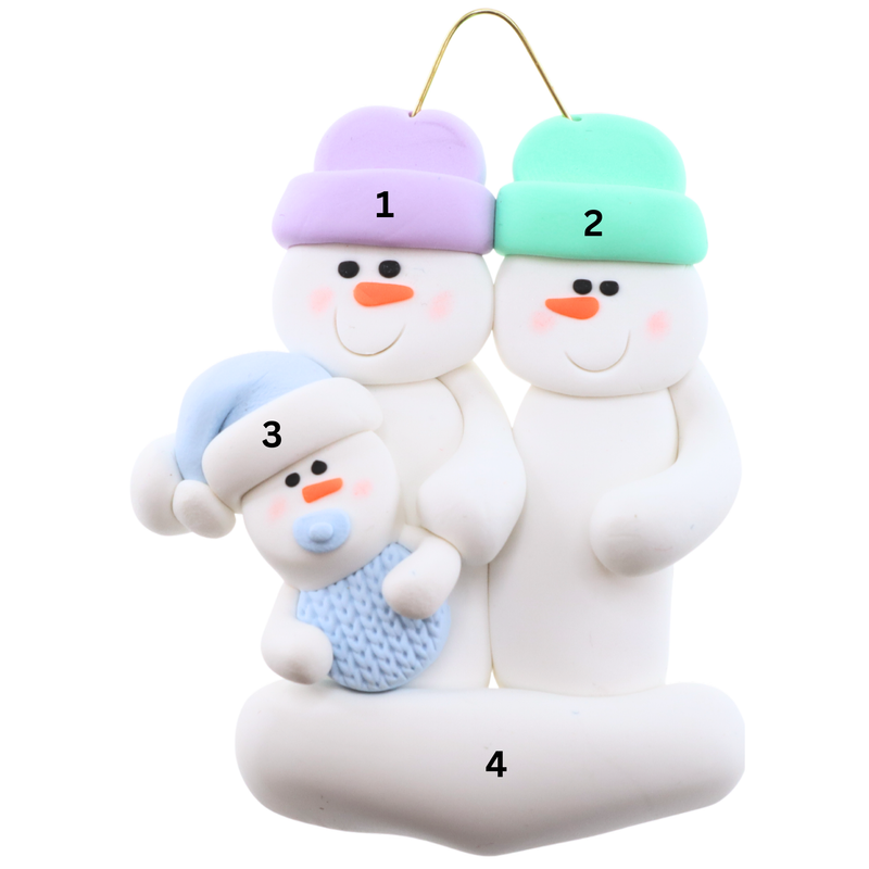 Blue Baby Family of 3 Christmas Ornament (new colors)