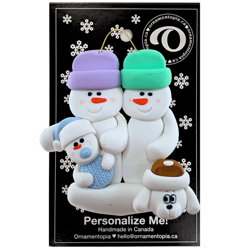 Baby Family 3 People - Blue with 1 Pet Christmas Ornament (New Colours)