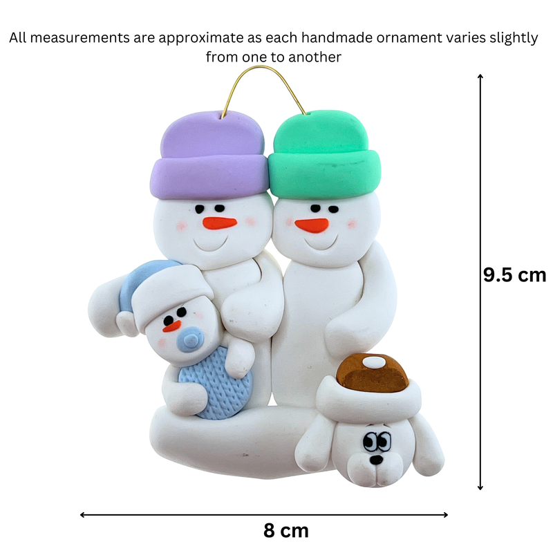 Baby Family 3 People - Blue with 1 Pet Christmas Ornament (New Colours)