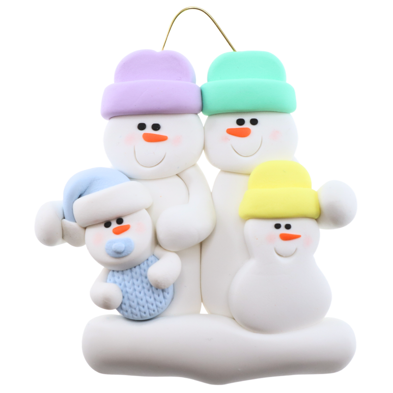 Blue Baby Family of 4 Christmas Ornament (new colors)