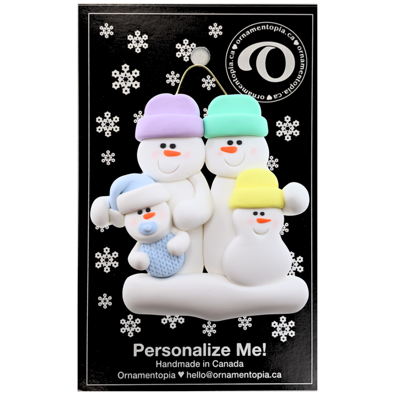 Blue Baby Family of 4 Christmas Ornament (new colors)