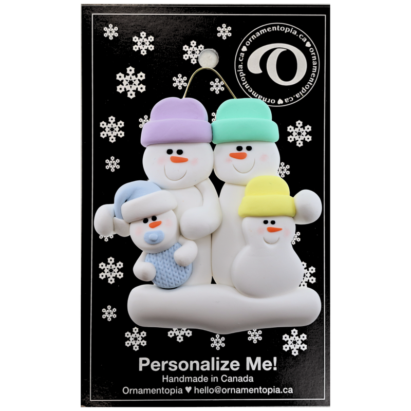Blue Baby Family of 4 Christmas Ornament (new colors)