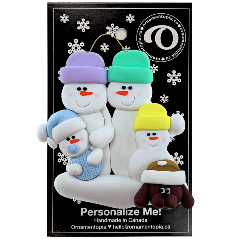 Baby Family 4 People - Blue with 1 Pet Christmas Ornament (New Colours)