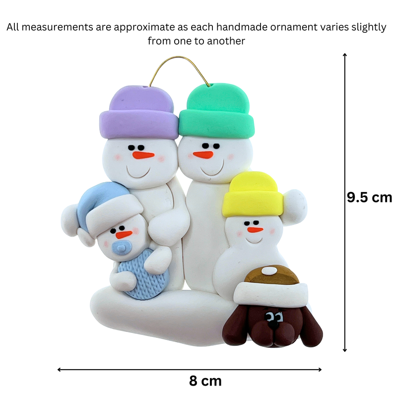 Baby Family 4 People - Blue with 1 Pet Christmas Ornament (New Colours)