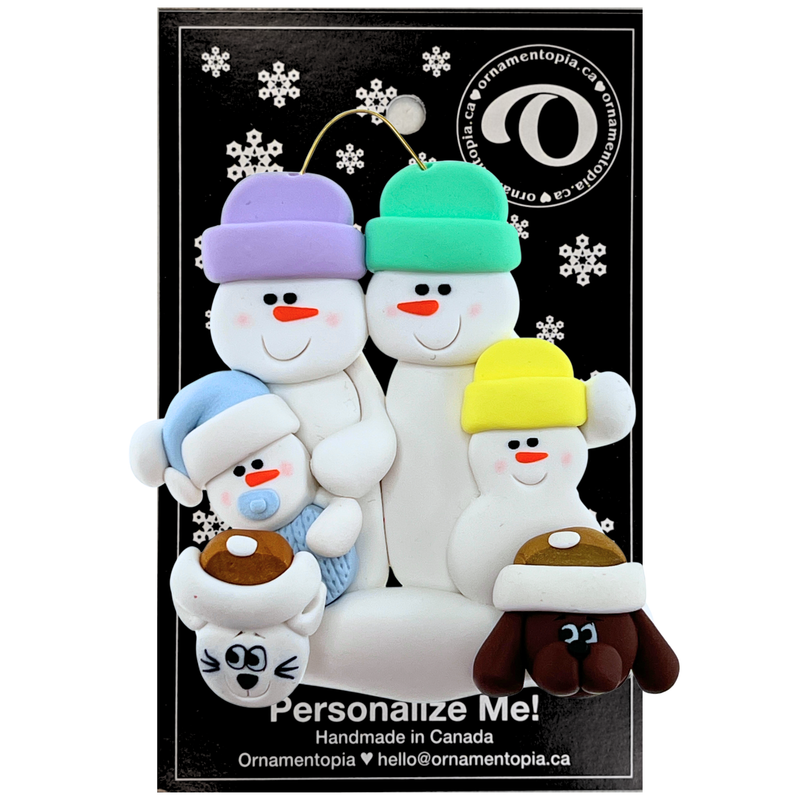 Baby Family 4 People - Blue with 2 Pets Christmas Ornament (New Colours)