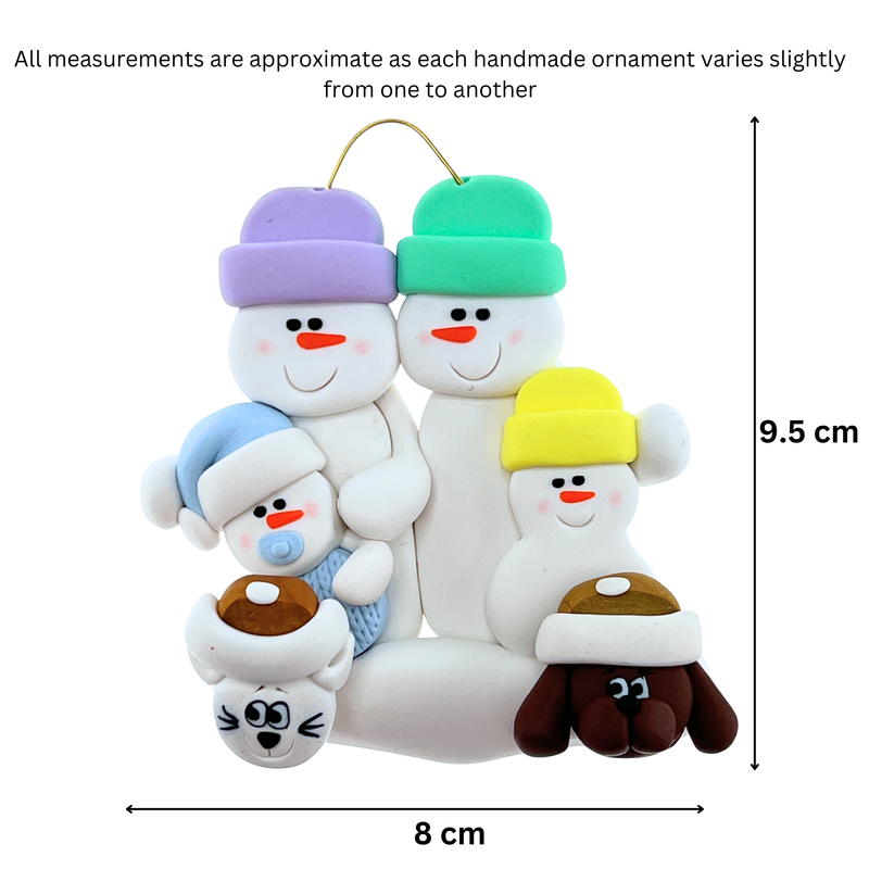 Baby Family 4 People - Blue with 2 Pets Christmas Ornament (New Colours)