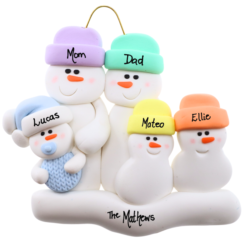 Blue Baby Family of 5 Christmas Ornament (new colors)