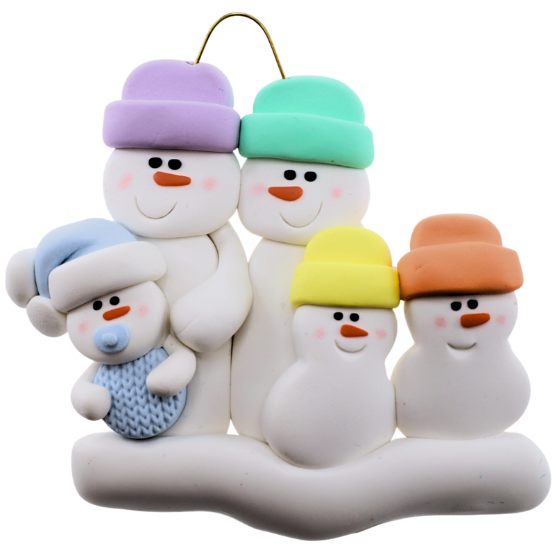 Blue Baby Family of 5 Christmas Ornament (new colors)