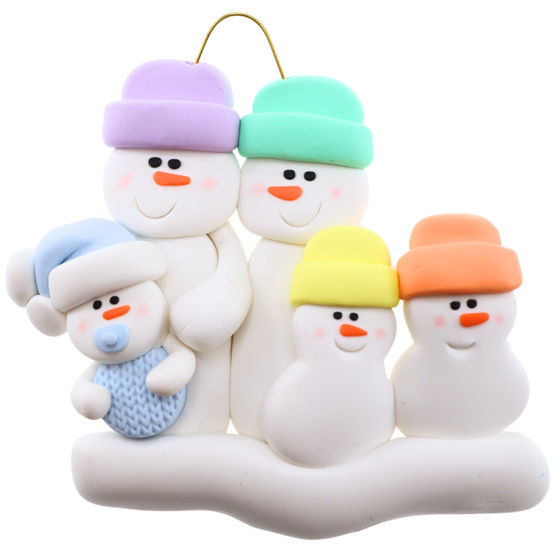 Blue Baby Family of 5 Christmas Ornament (new colors)