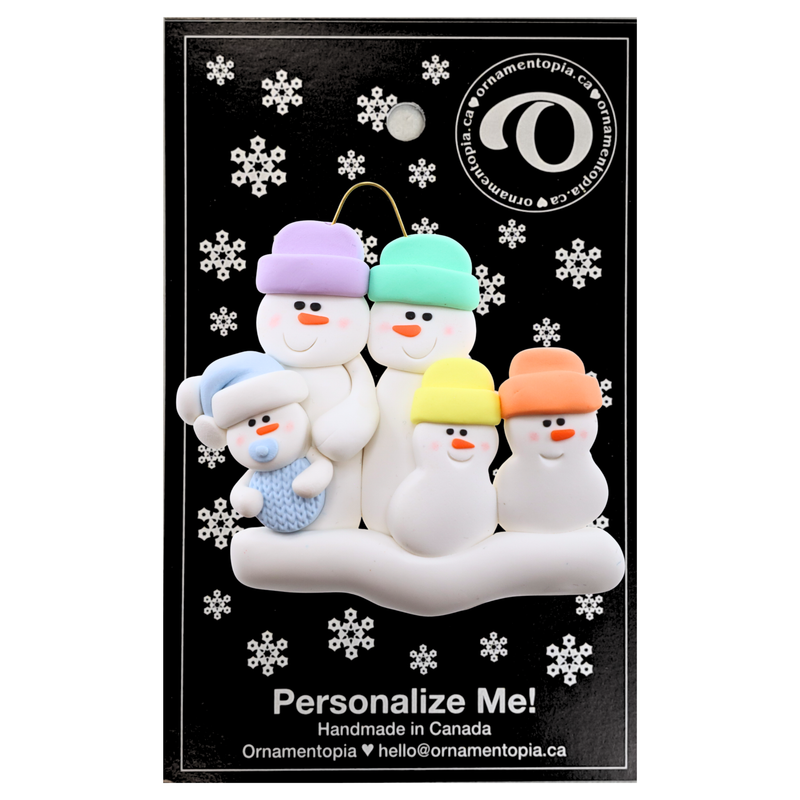 Blue Baby Family of 5 Christmas Ornament (new colors)