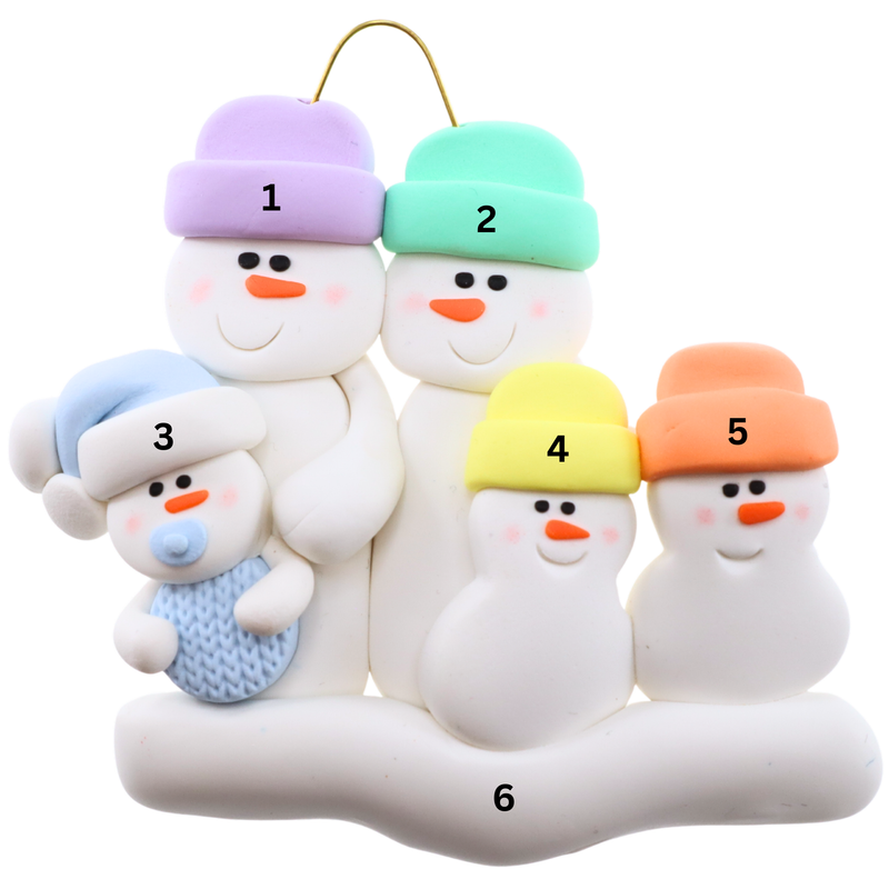 Blue Baby Family of 5 Christmas Ornament (new colors)