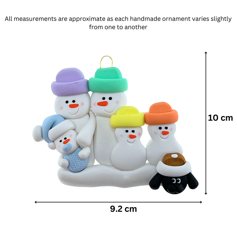 Baby Family 5 People - Blue with 1 Pet Christmas Ornament (New Colours)