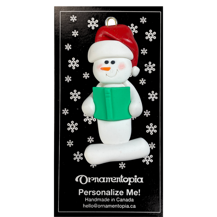 Snowman Booklover Green Ornament