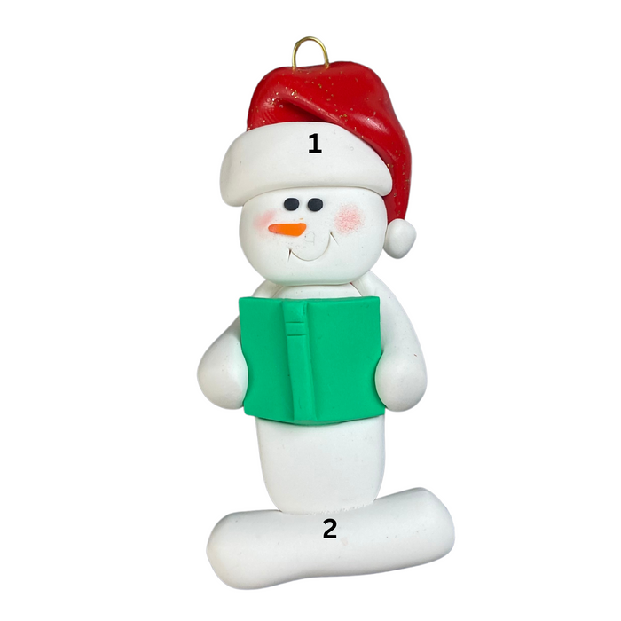 Snowman Booklover Green Ornament