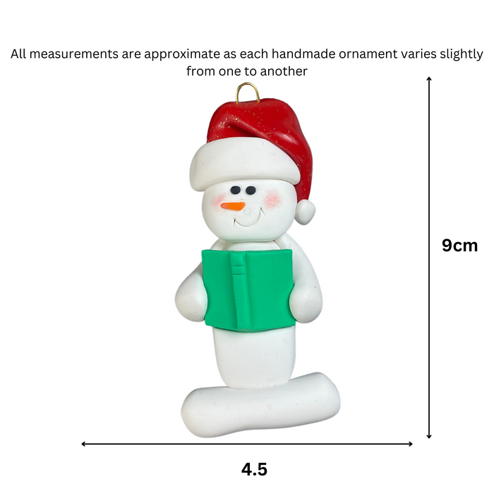 Snowman Booklover Green Ornament