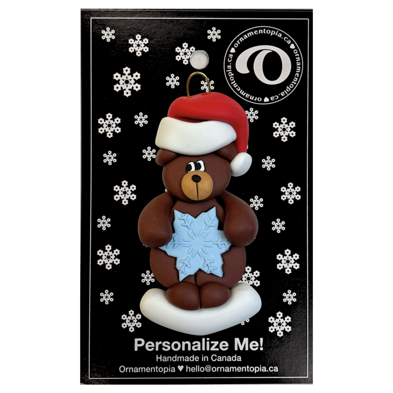 Bear with Blue Snowflake Christmas Ornament