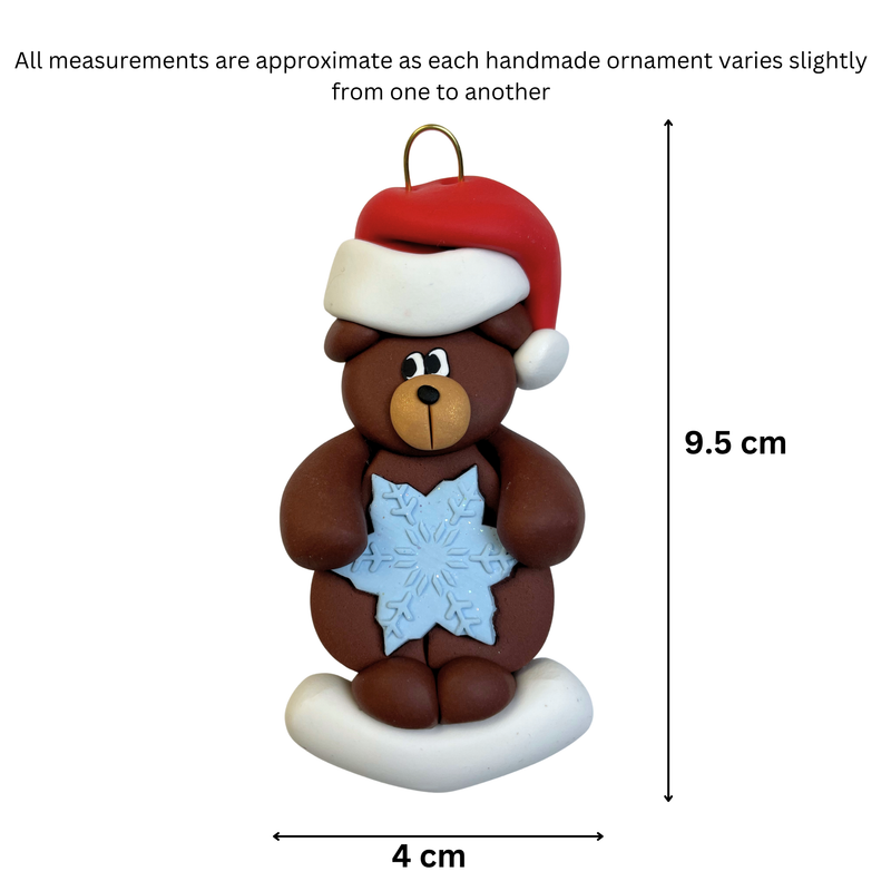 Bear with Blue Snowflake Christmas Ornament