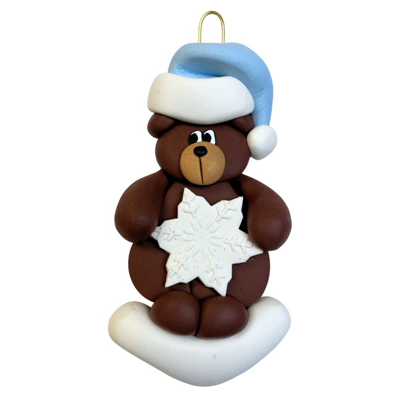 Bear with White Snowflake Christmas Ornament