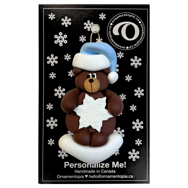 Bear with White Snowflake Christmas Ornament