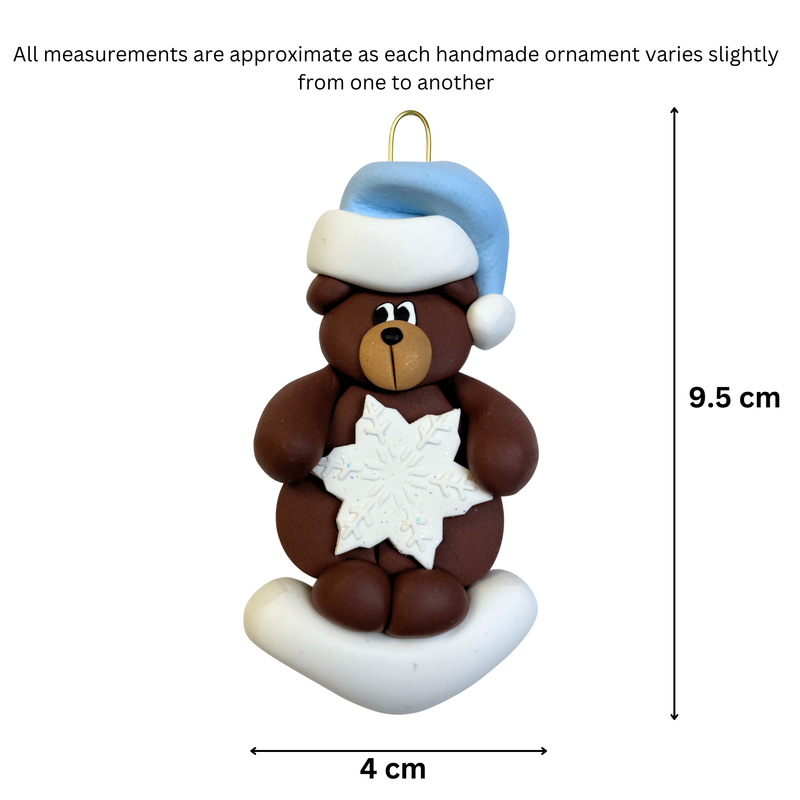Bear with White Snowflake Christmas Ornament