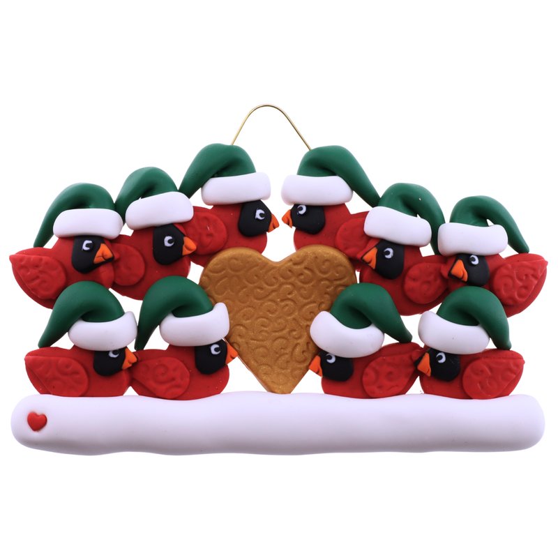 Cardinal Family of 10 Christmas Ornament