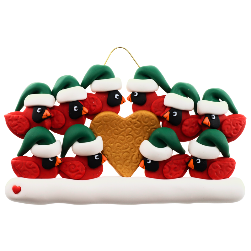 Cardinal Family of 10 Christmas Ornament
