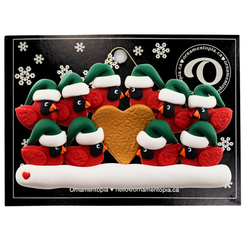 Cardinal Family of 10 Christmas Ornament