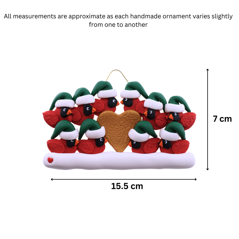 Cardinal Family of 10 Christmas Ornament