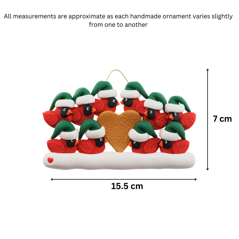 Cardinal Family of 10 Christmas Ornament