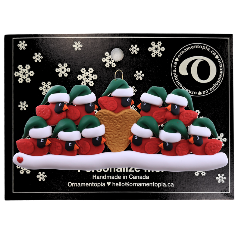 Cardinal Family of 11 Christmas Ornament