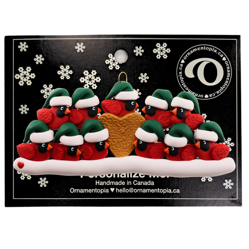 Cardinal Family of 11 Christmas Ornament