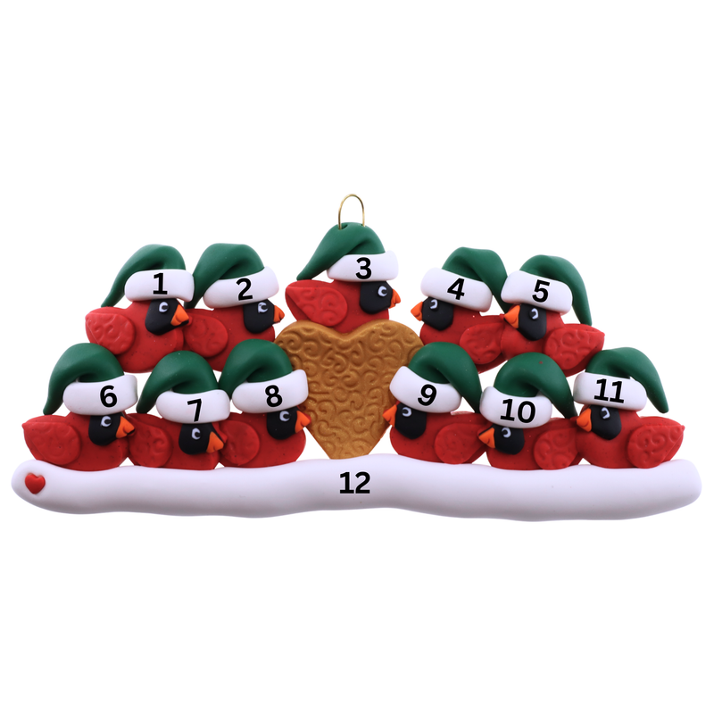 Cardinal Family of 11 Christmas Ornament