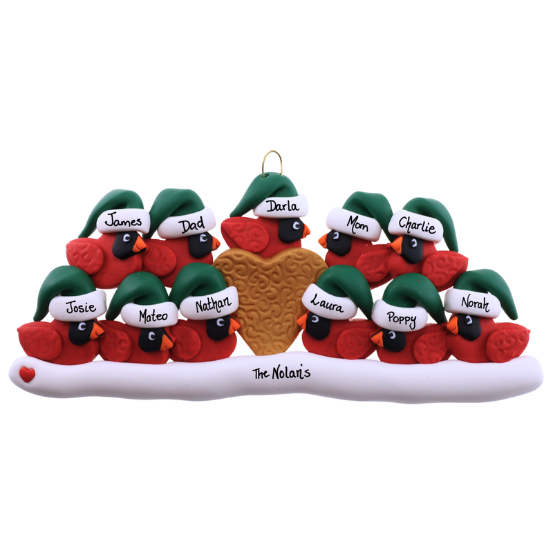 Cardinal Family of 11 Christmas Ornament
