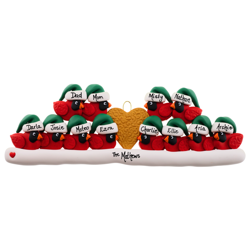 Cardinal Family of 12 Christmas Ornament